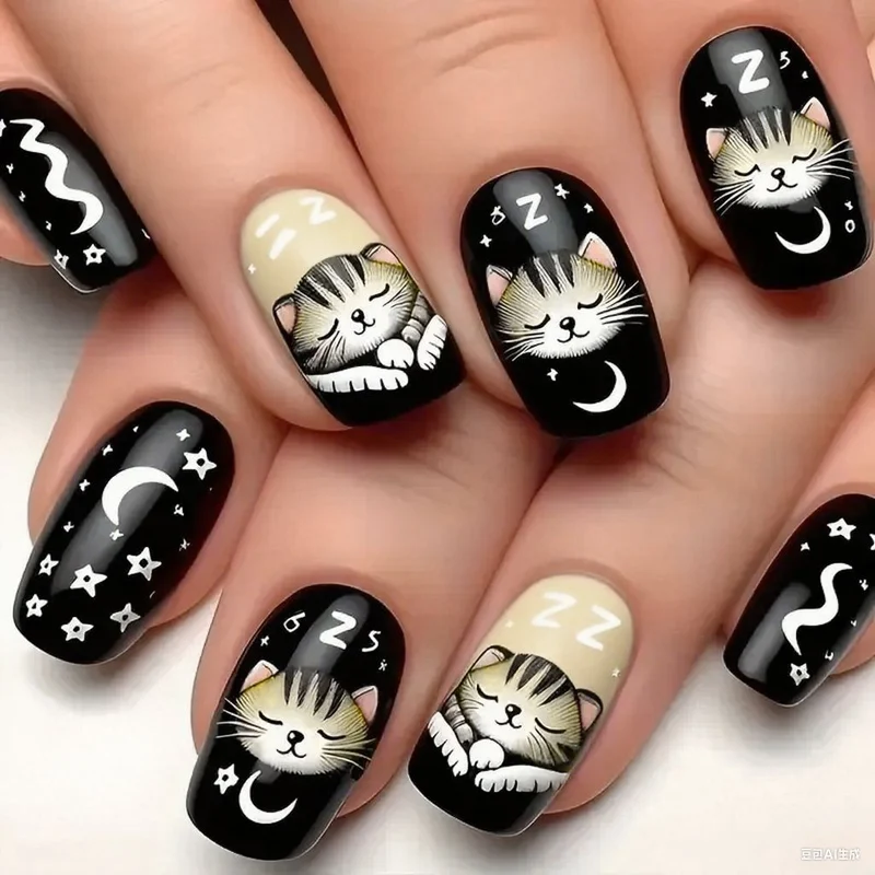 Verspielt Kätzchen-Themen Nagelkunst Karnz