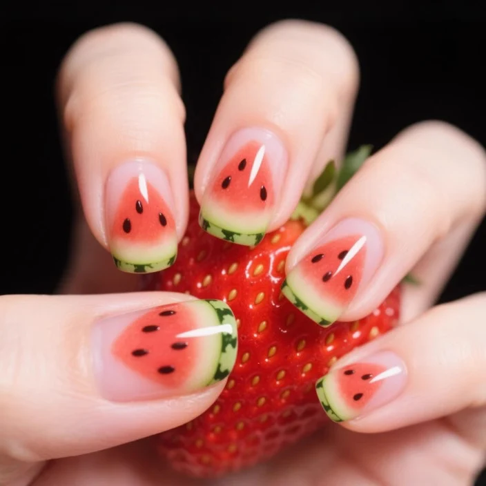 Wassermelonen-inspirierten Nagelkunst Karnz