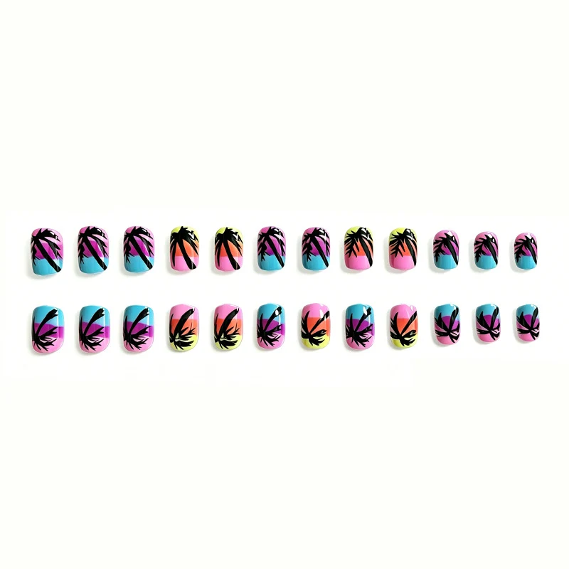 Tropischer Sonnenuntergang Nagelkunst Verbesserungen Karnz