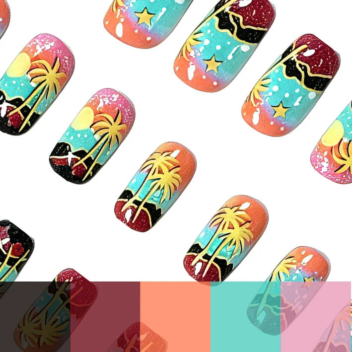Tropischer Sonnenuntergang Nagelkunst Karnz