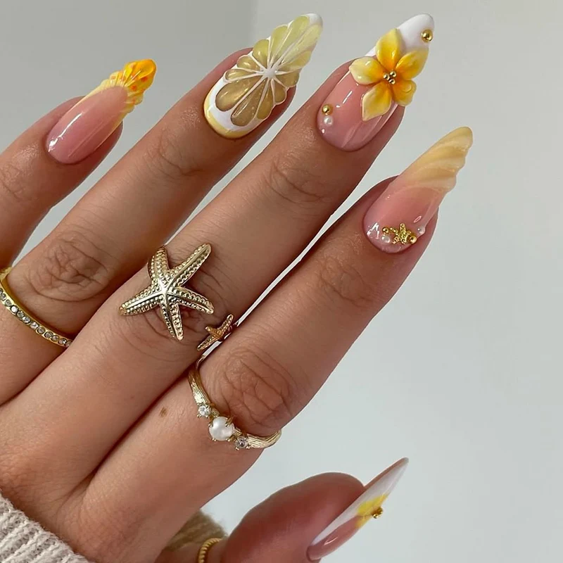 Tropische florale Acryl-Nagelverstärkungen Karnz
