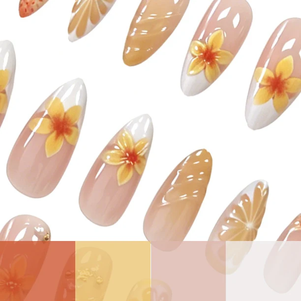 Tropische florale Acryl-Nagelverstärkungen Karnz