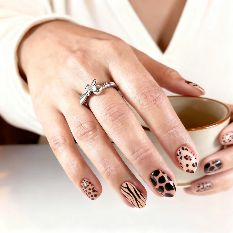 Trendige Tierdruck Nagelkunst Set Karnz