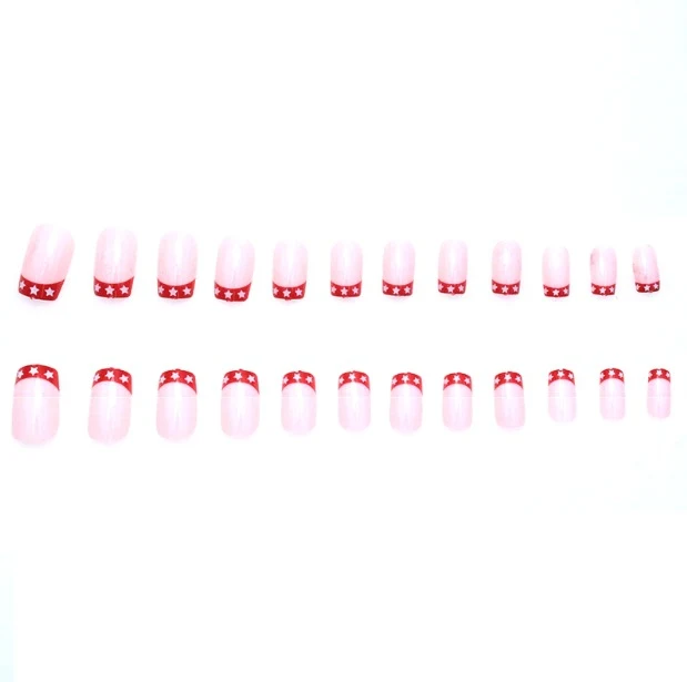 Stern-verzierte French Tip Nagelkunst Karnz