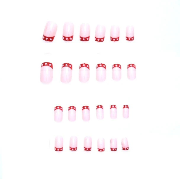 Stern-verzierte French Tip Nagelkunst Karnz