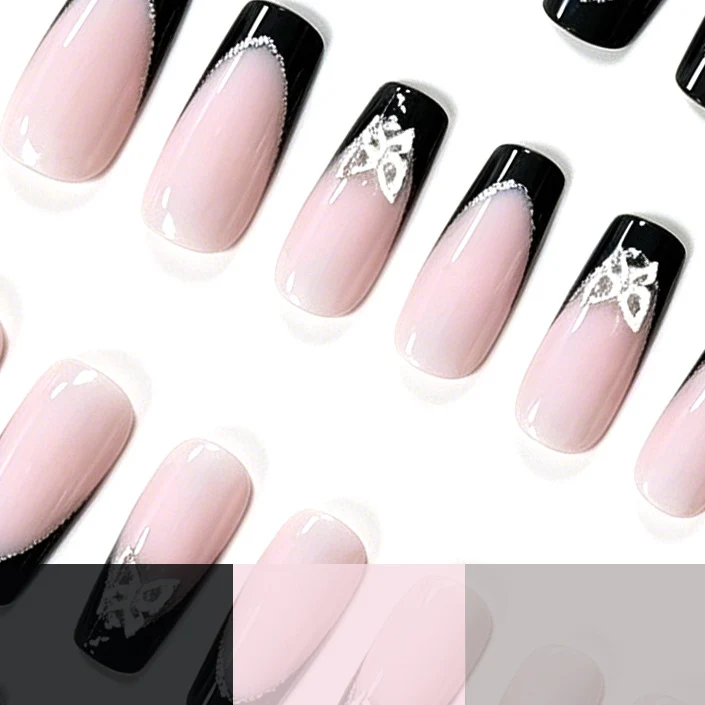 Stylisches Glitzer Französisch Tip Nagelset Karnz