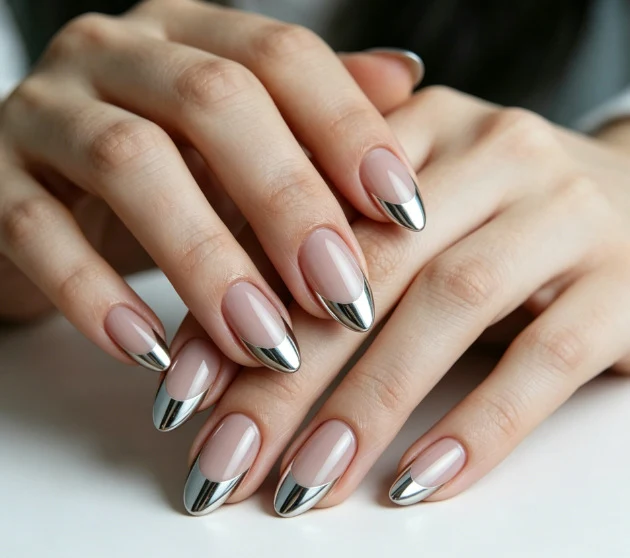 Metallic French Tip Nagelverstärkungen Karnz
