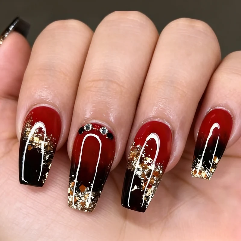 Luxuriöse Glitzernde Acryl Nagelkunst Karnz