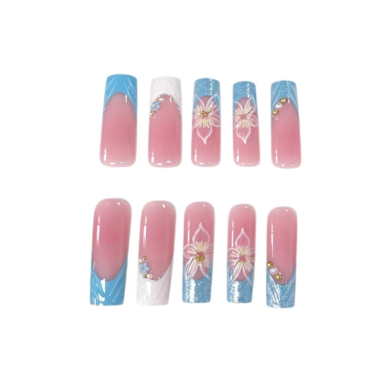 Luxuriöse Florale Acryl-Nagelverlängerungen Karnz