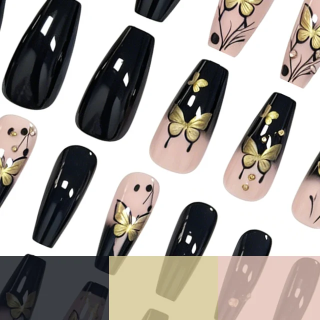 Luxuriöse Schmetterlings-Themen Acryl-Nagelverlängerungen Karnz