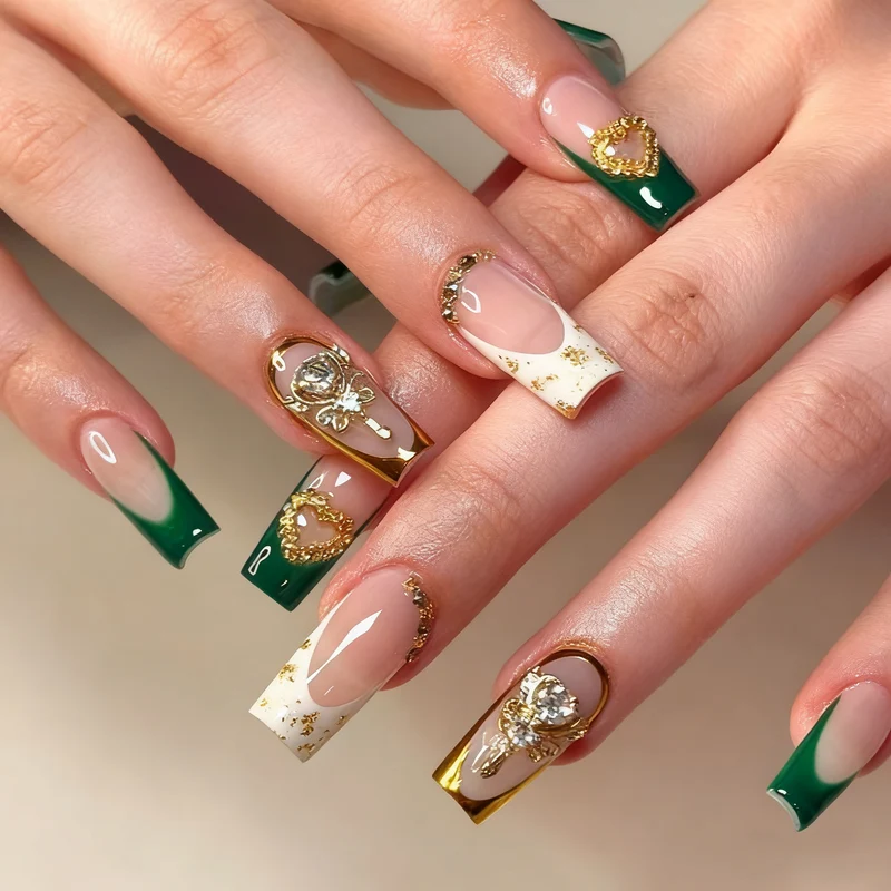 Luxuriöse Acryl-Nagelkunst-Verstärkungen mit Edelsteinakzenten Karnz