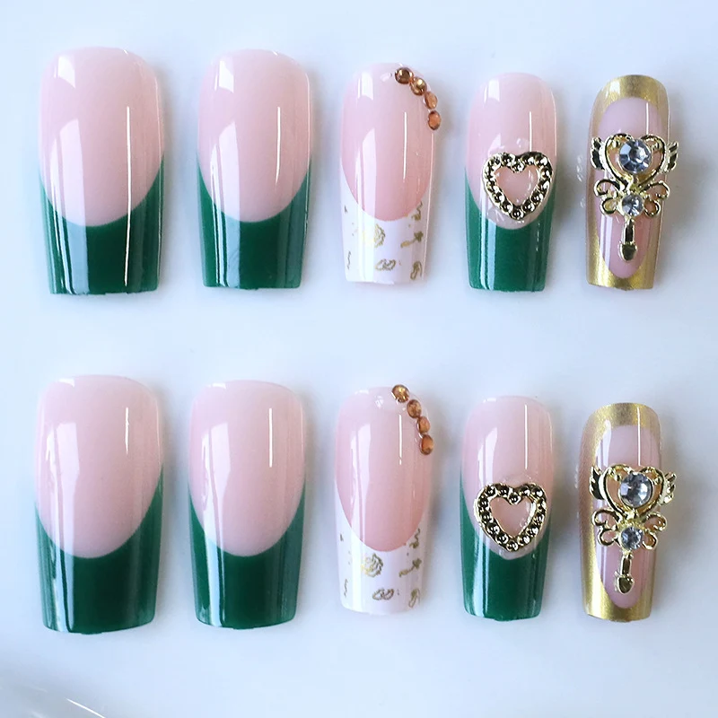 Luxuriöse Acryl-Nagelkunst-Verstärkungen mit Edelsteinakzenten Karnz