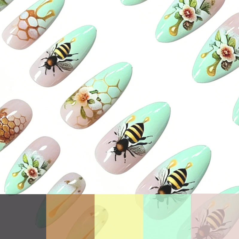Honigwaben Floral Acryl Nagelkunst Karnz