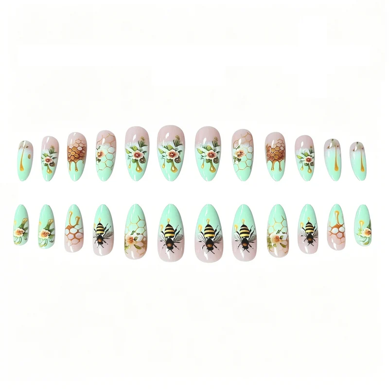Honigwaben Floral Acryl Nagelkunst Karnz