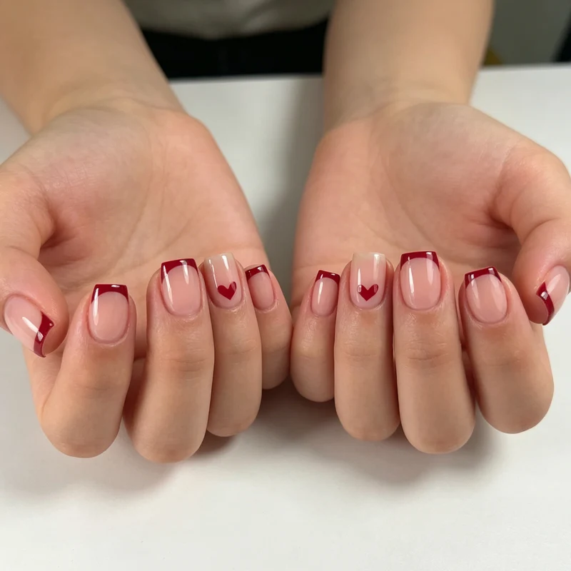 Herz-Themen Französisch Spitzen Nagelkunst Karnz