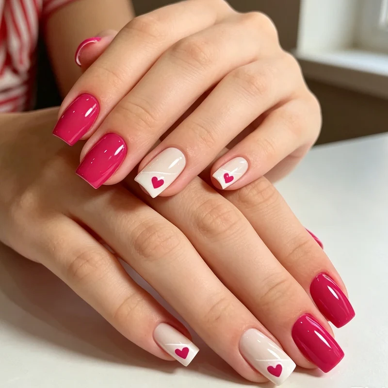 Herz-verzierte Nagelkunst-Verfeinerungen Karnz