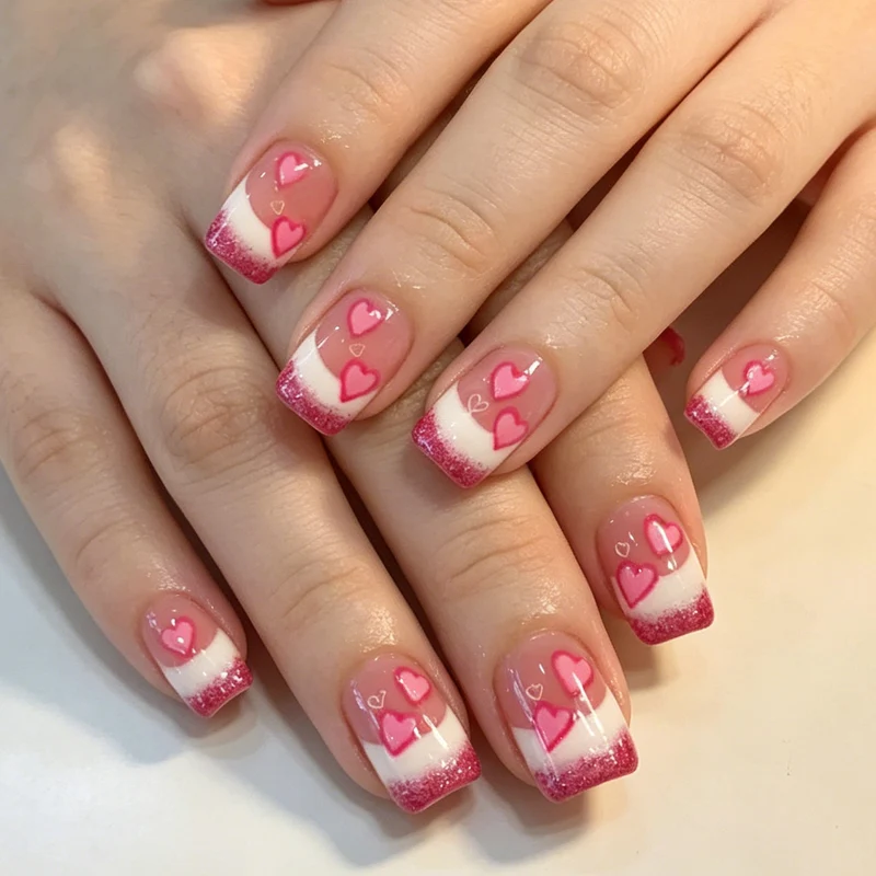 Herz-geschmückte Gel-Nagelverlängerungen Karnz