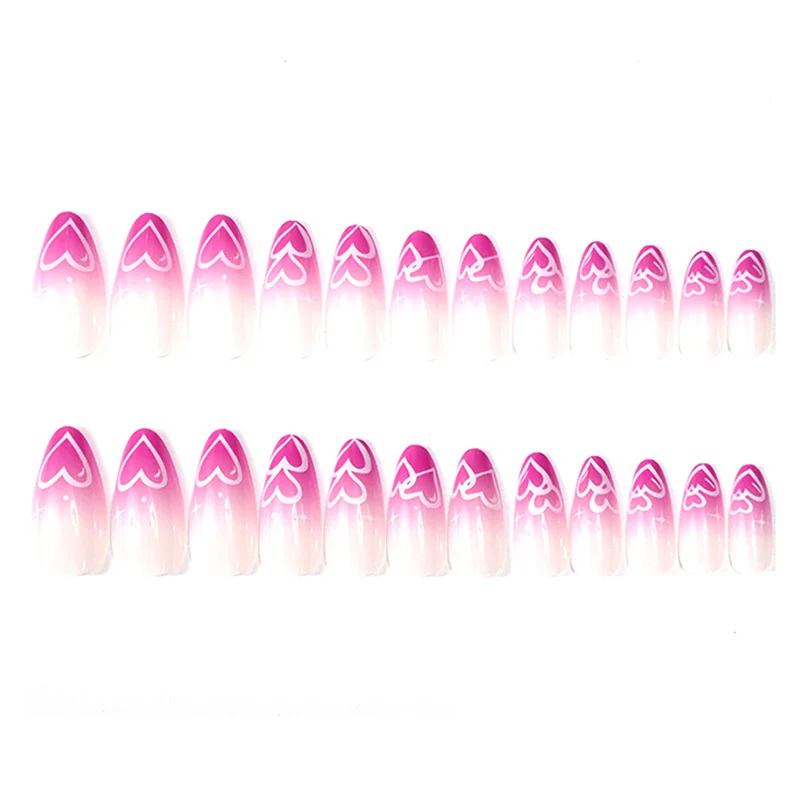 Herz-verzierte Mandel-Nagelkunst-Set Karnz