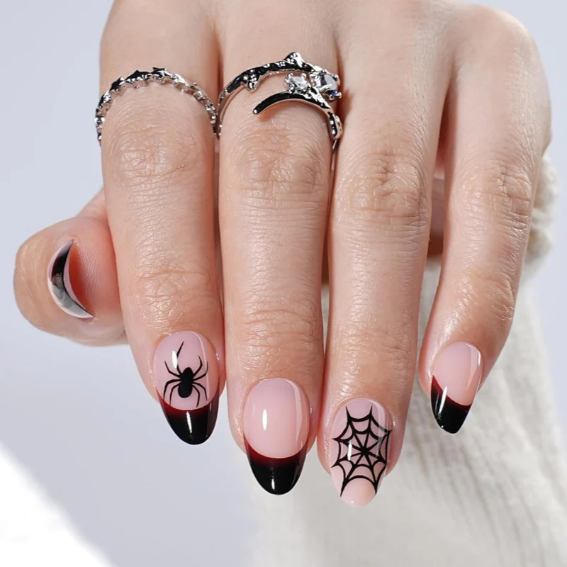 Halloween Kürbis und Spinne Nagelkunst Karnz