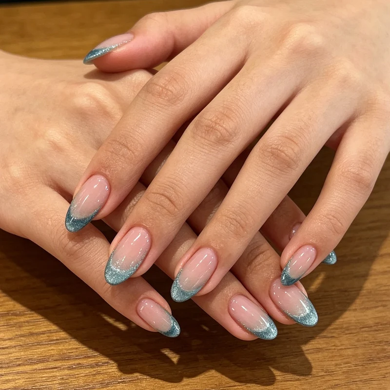 Gradient Glitter French Tip Nagelverstärkungen Karnz