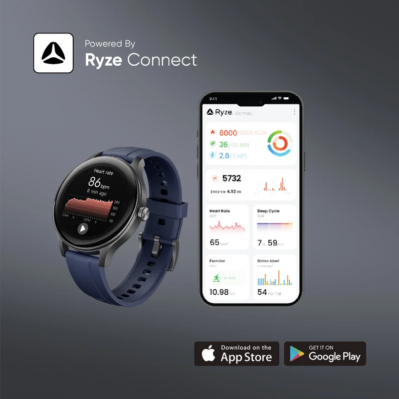 Ryze Flex Gen-2 Smart Watch - Black & Blue