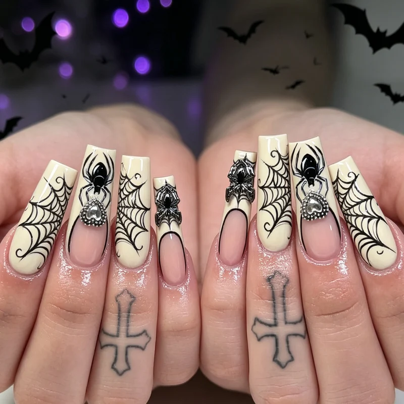 Gothic Halloween-inspirierte Nagelkunst-Erweiterungen Karnz