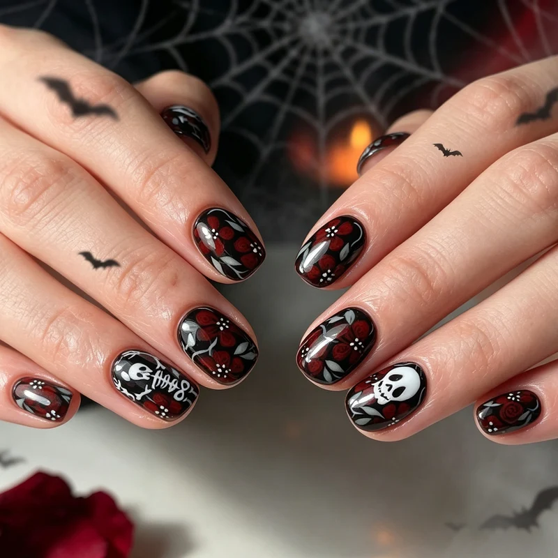 Gothic Floral Nagelkunst Karnz