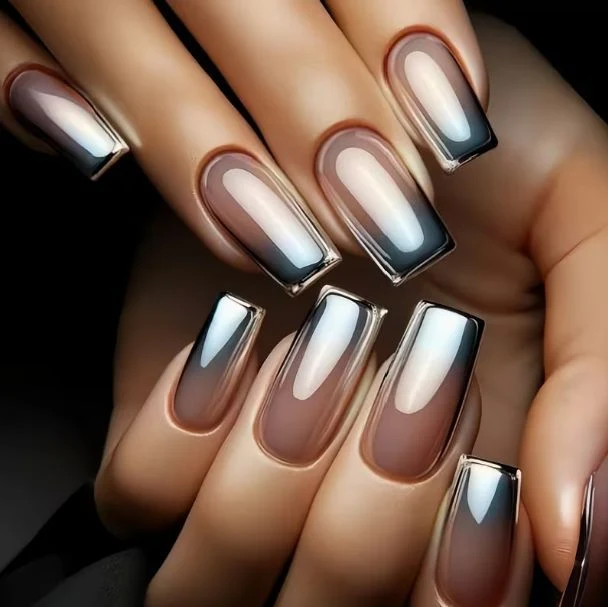 Glänzende Ombre Nail Art Verlängerungen Karnz