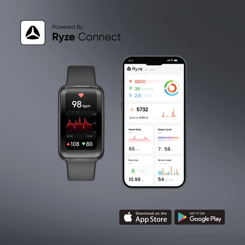 Ryze Elevate Gen-2 Smart Watch - Black & Olive