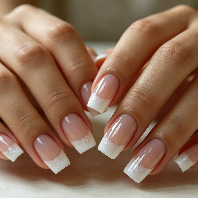 Glänzendes French Tip Press-On Nagelset Karnz