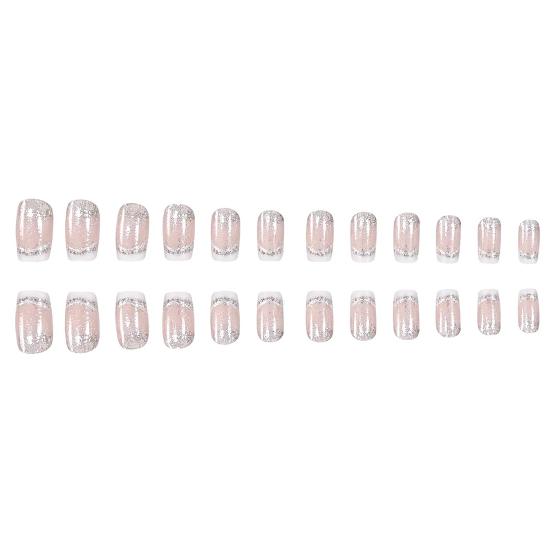 Glitzernde French Tip Acryl-Nagelerweiterungen Karnz