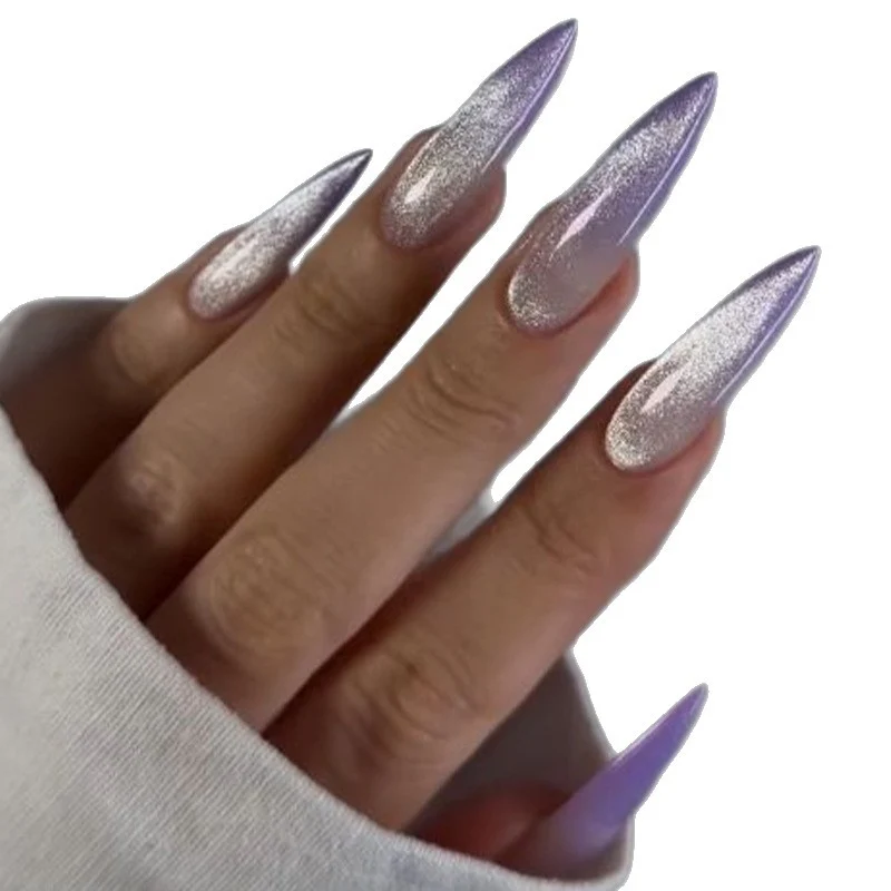 Glitter Ombre Stiletto Nagelverlängerungen Karnz