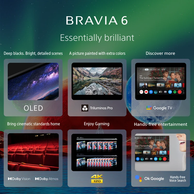 Sony 65" BRAVIA 6 OLED 4K HDR Google TV with Gemini