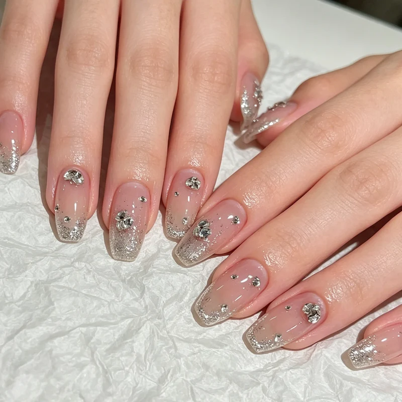 Glamouröse Rhinestone Marmor Nail Art Karnz