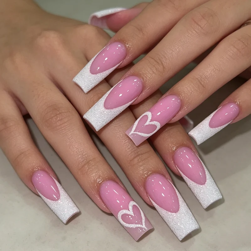 Glamourös Herz Design Acryl Nagelverlängerungen Karnz