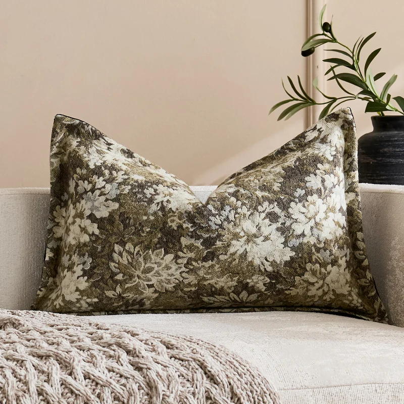 Übergroßes Jacquard Blumen Velours Kissenbezug mit verdecktem Reißverschluss