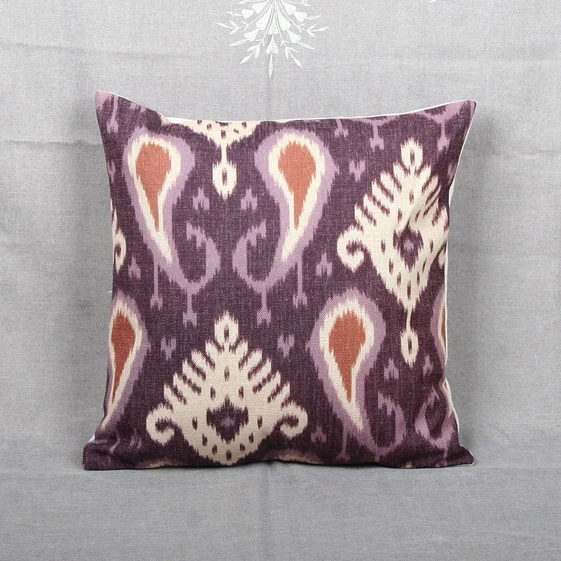 Ikat-Print Quadrat Decorative Throw Kissenbezug mit verborgener Reißverschluss
