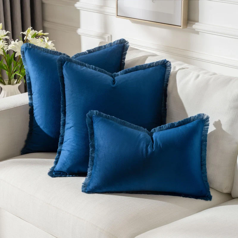 Fringed-Kante Quadrat und Lendenkissen Set