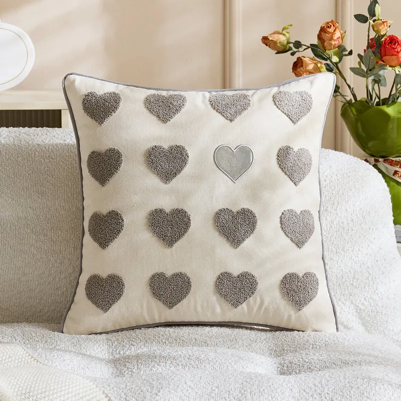 Bestickte Script Love Kissenbezug mit tufted Herz