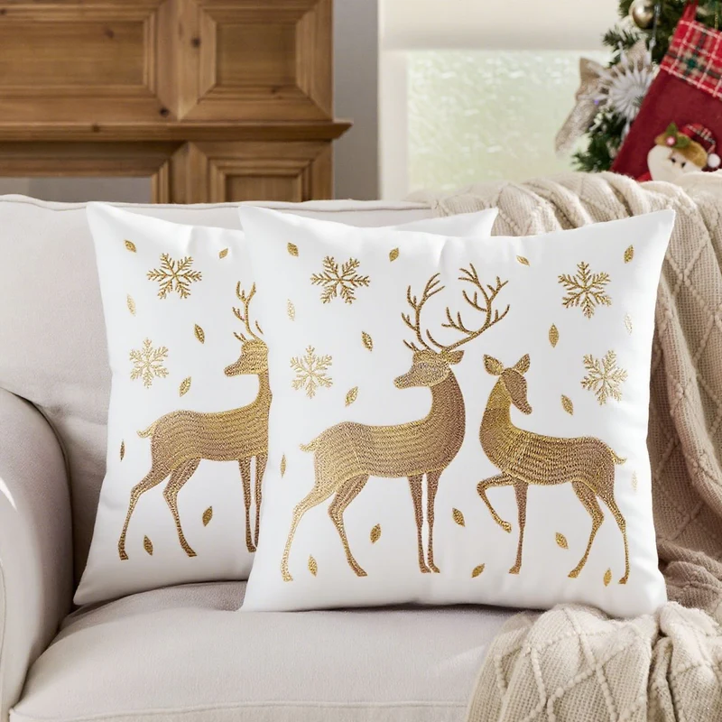 Dekoratives Weihnachts-Wurfkissen mit Hirschsilhouette