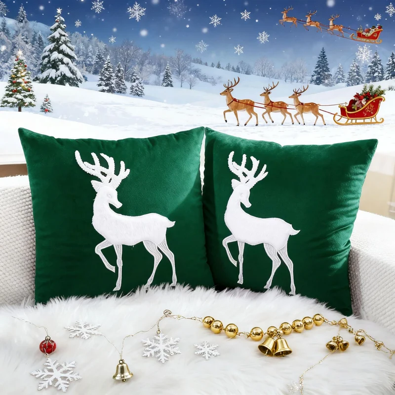 Dekoratives Weihnachts-Wurfkissen mit Hirschsilhouette