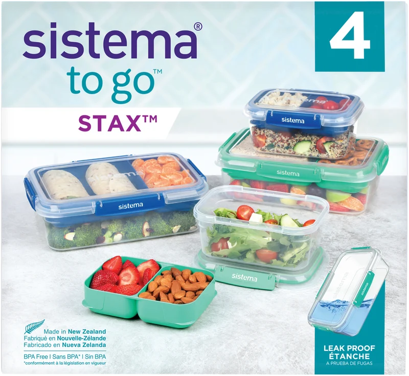 Sistema 4 Pack Stax TO GO Food Storage Containers