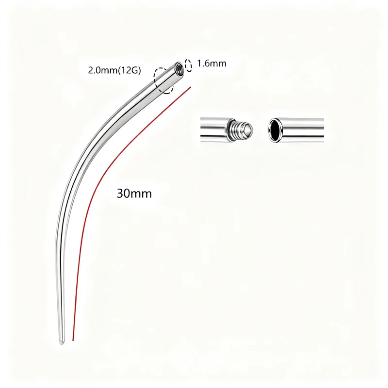 Titan-Piercingstab, flache Basis, Innengewinde