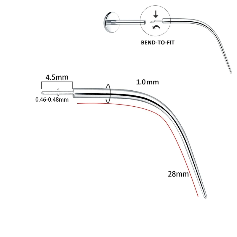 Titan-Piercingstab, flache Basis, Innengewinde