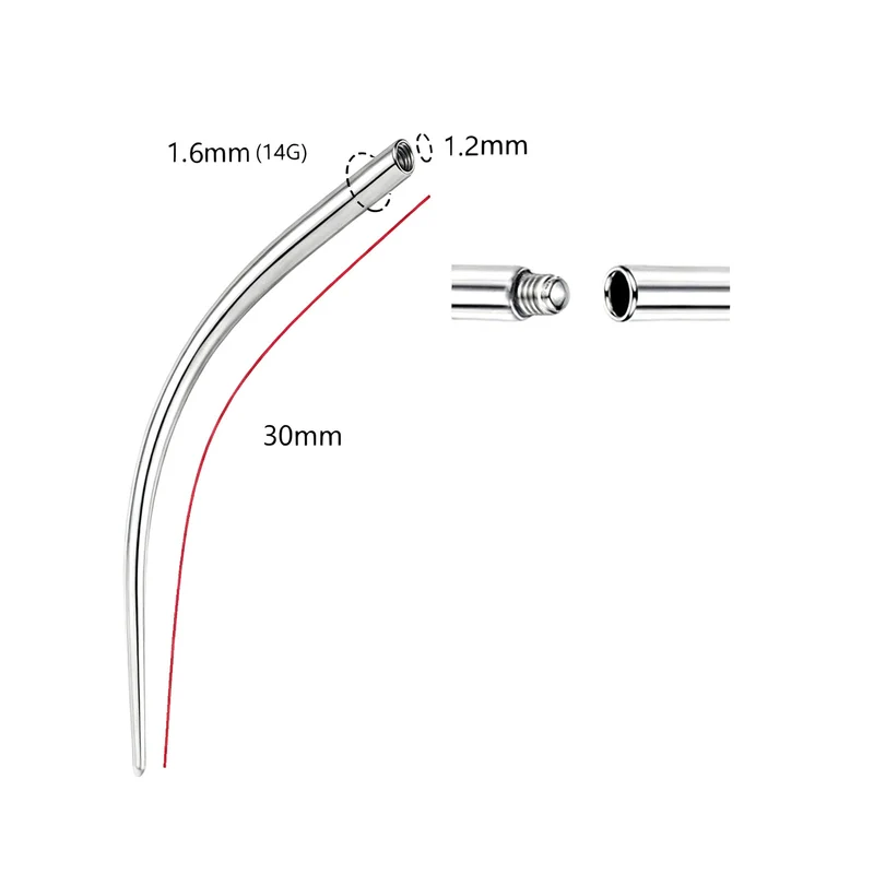 Titan-Piercingstab, flache Basis, Innengewinde
