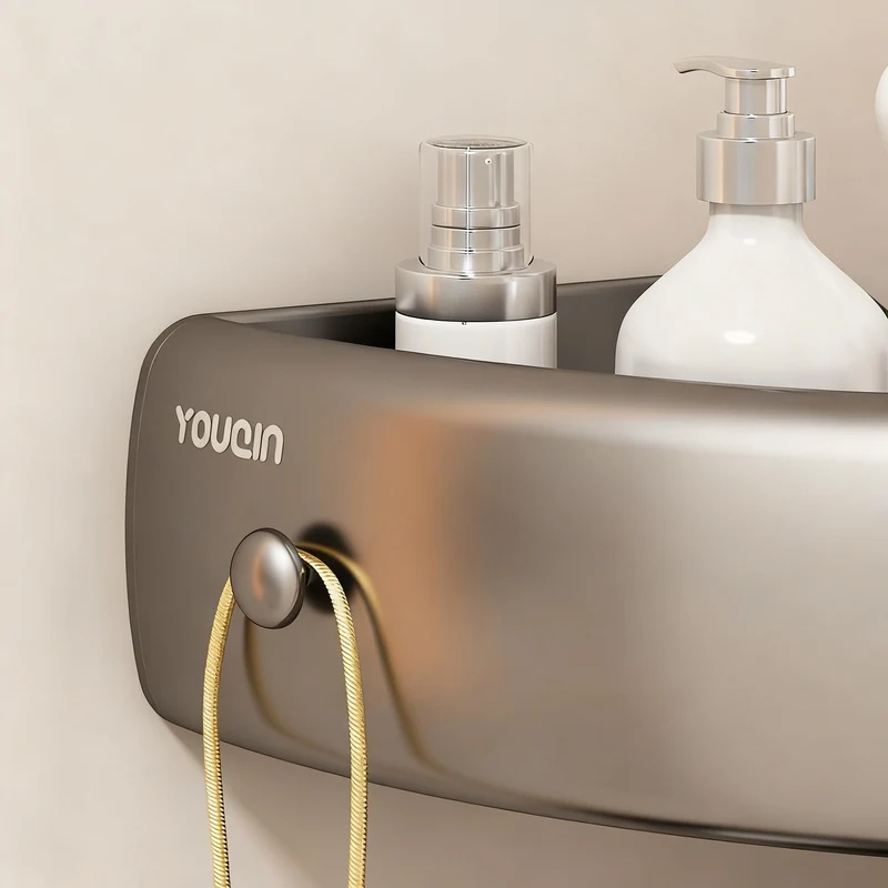 Eckregal für Badezimmer, Aluminium, ohne Bohren