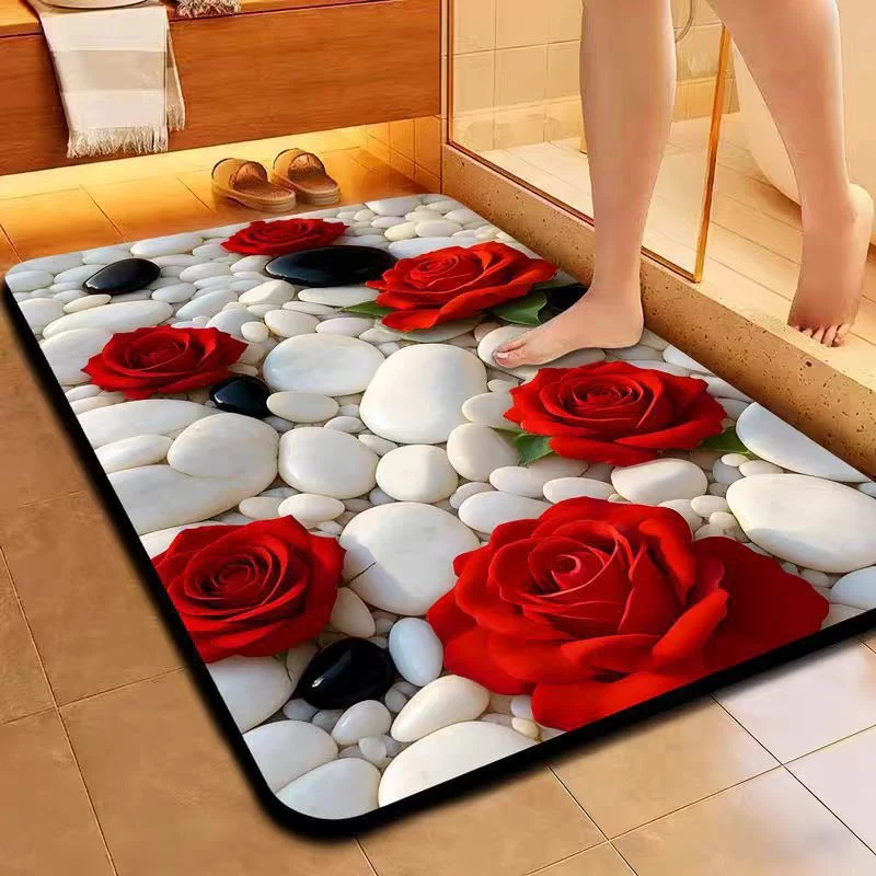 Künstlerische florale Badematte
