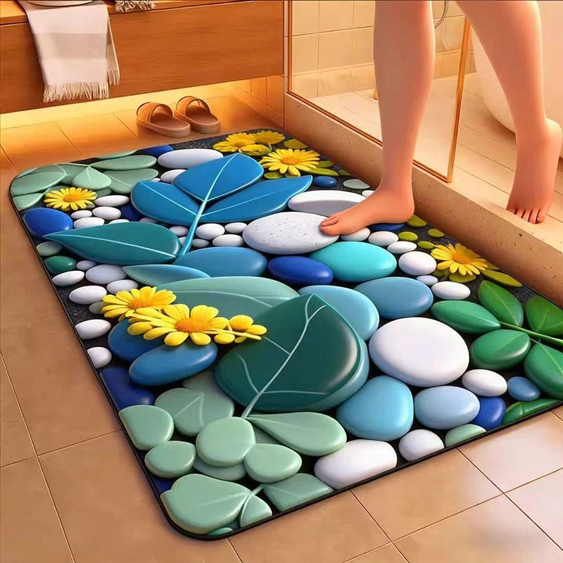 Künstlerische florale Badematte
