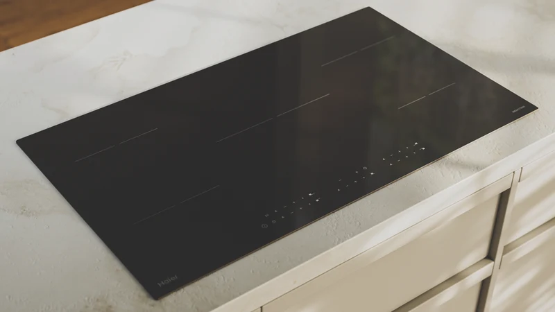 Haier 300 Series 90cm Induction Cooktop, 5 Zone, Low Current, Black Glass