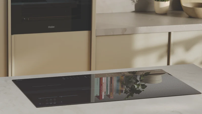 Haier 300 Series 90cm Induction Cooktop, 5 Zone, Low Current, Black Glass
